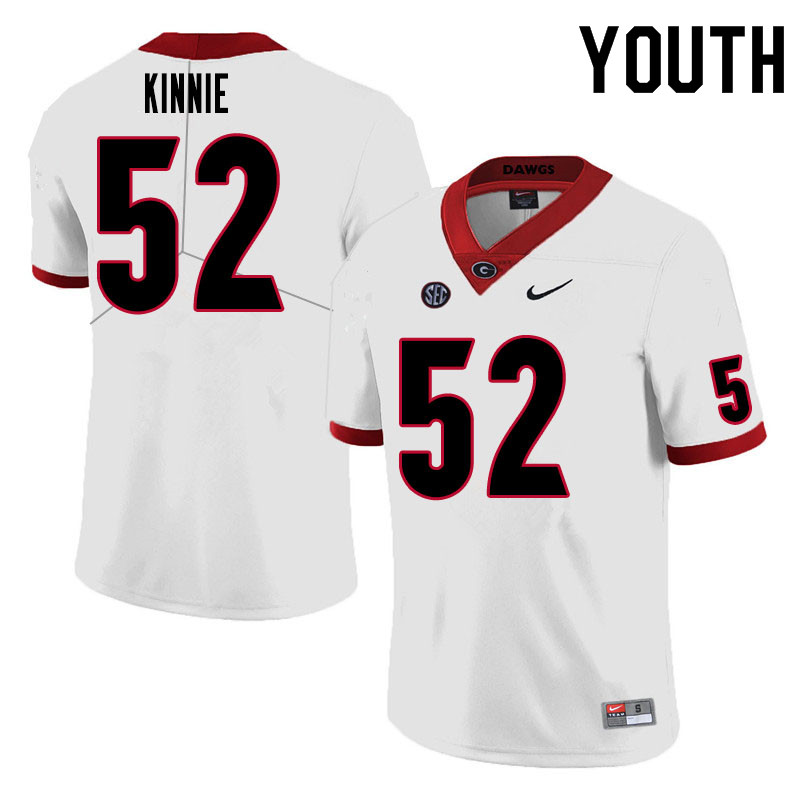 Youth #52 Cameron Kinnie Georgia Bulldogs College Football Jerseys Sale-White - Click Image to Close